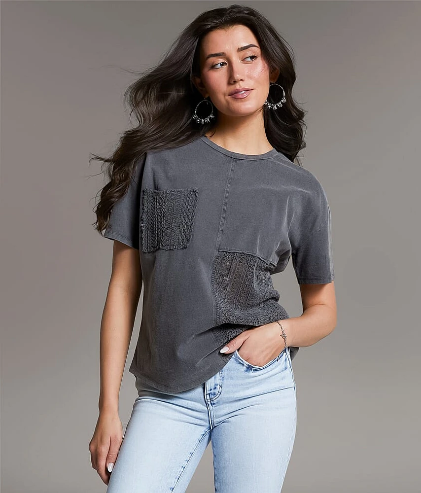 BKE Pieced Crochet T-Shirt