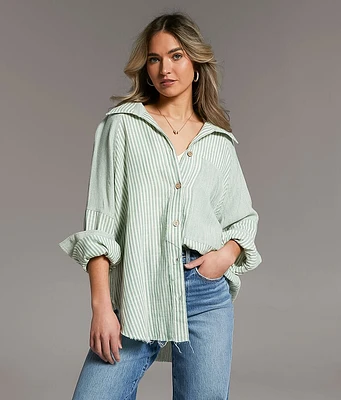 BKE Variegated Stripe Oversized Shirt