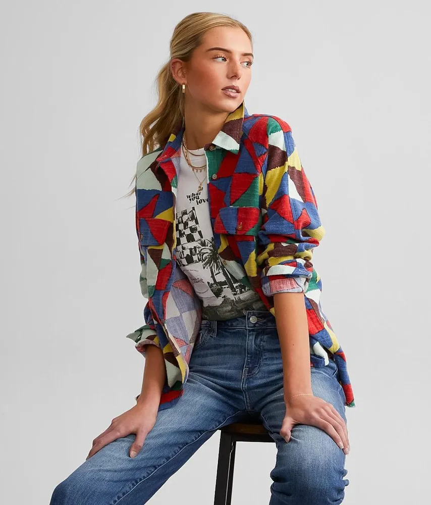 Geo Patchwork Boyfriend Shirt