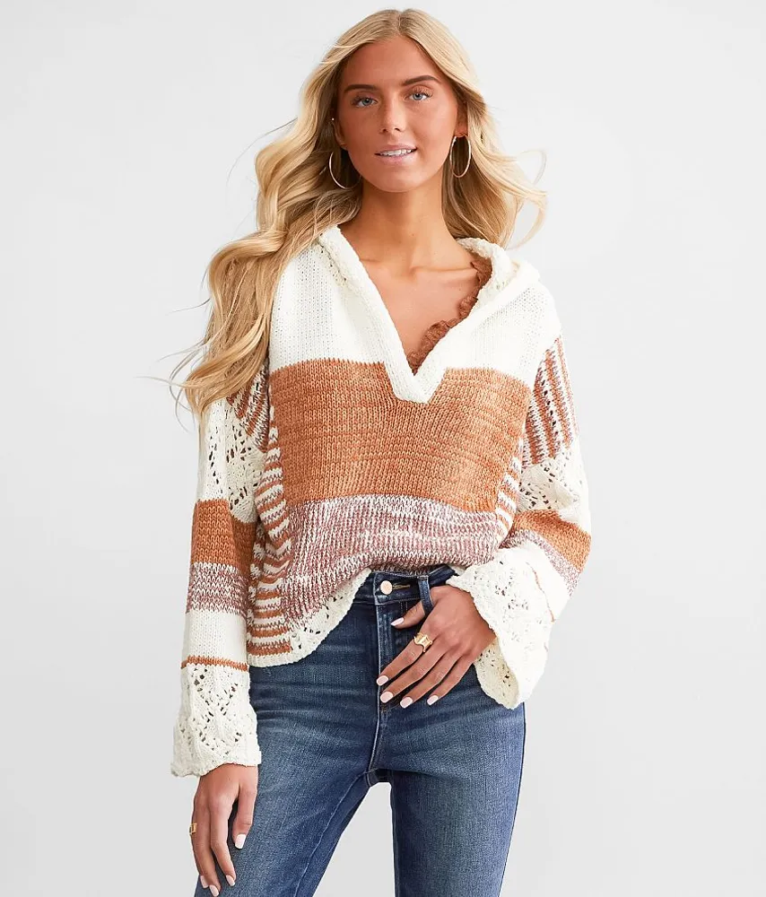 Open Stitch Hooded Sweater