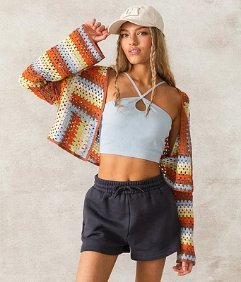 33 Coastal Crochet Cropped Cardigan Sweater