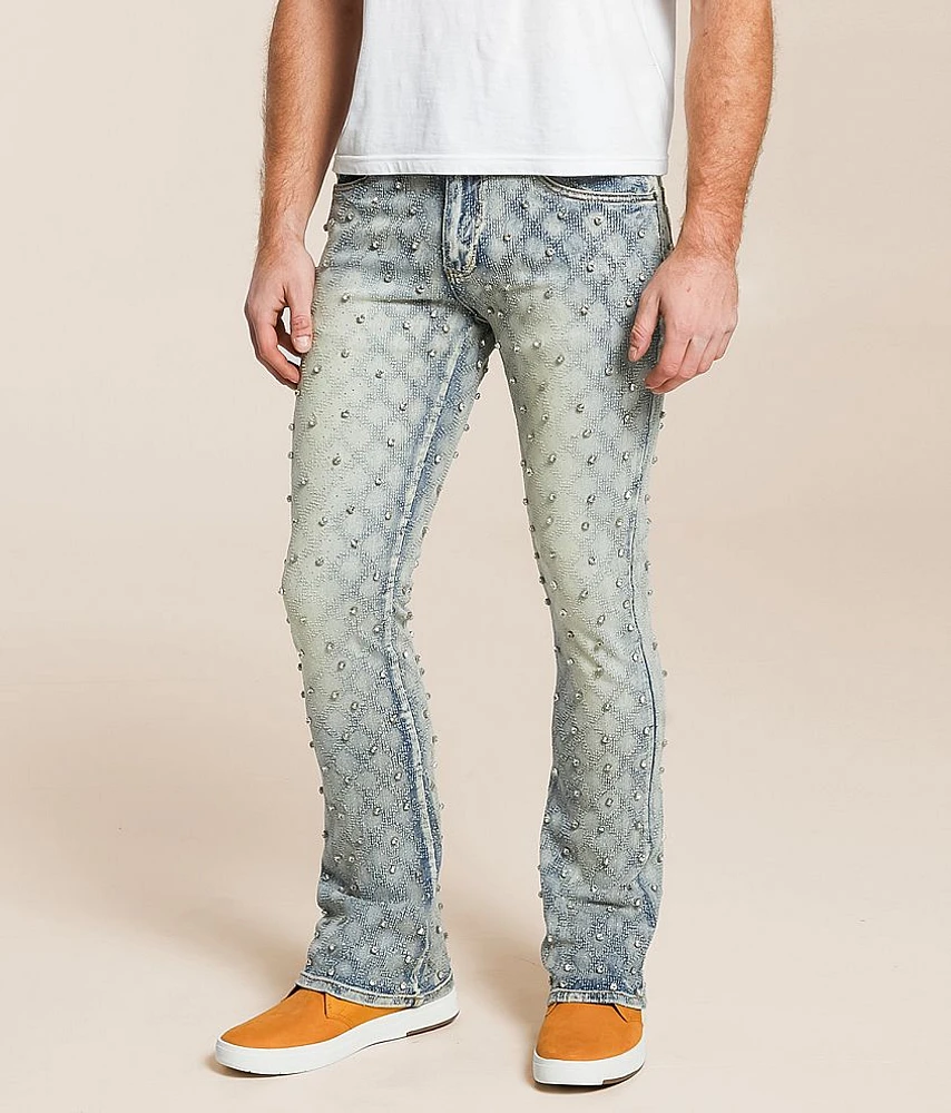 Slim Stacked Flare Stretch Rhinestone Jean