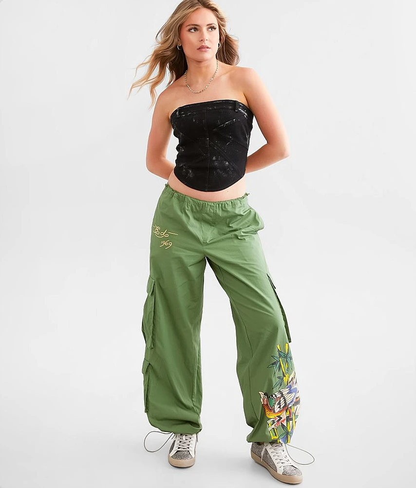 Peacock Poplin Wide Lego Cargo Pant