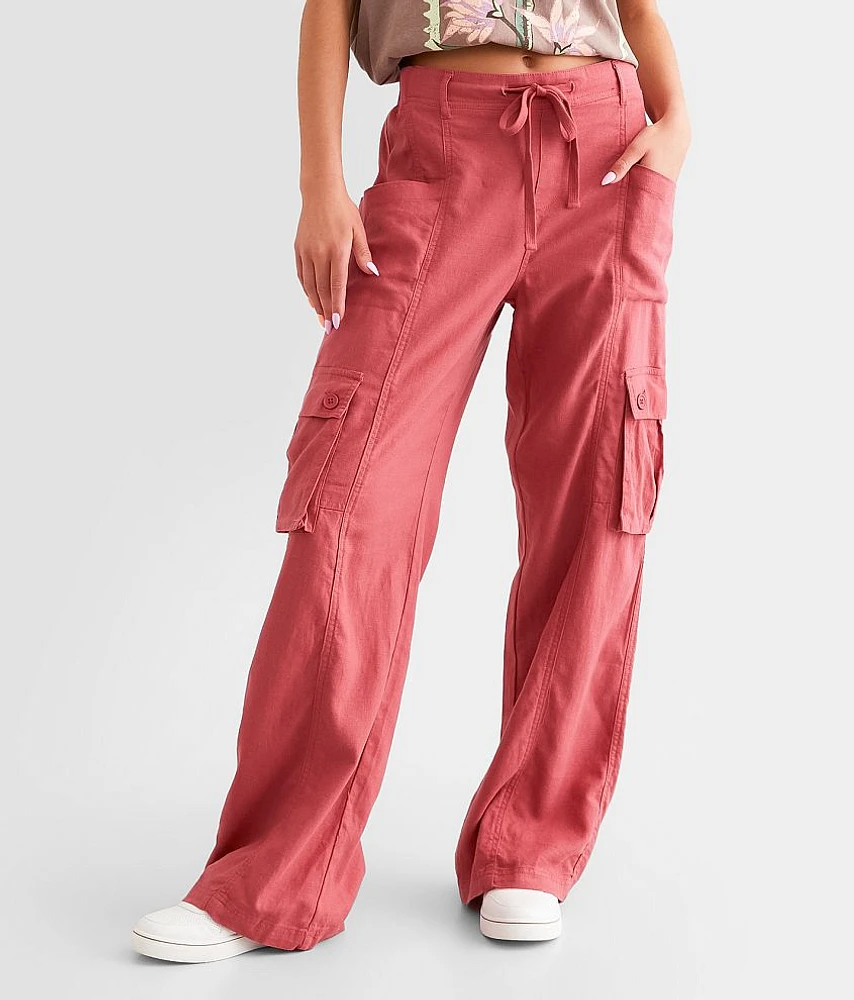 High Rise Wide Leg Cargo Stretch Pant