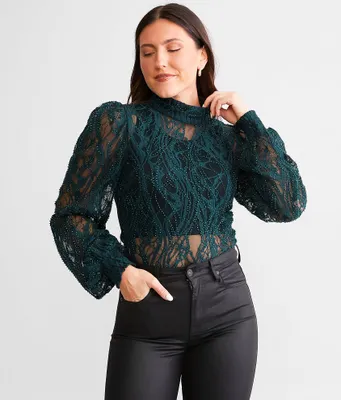 red by BKE Beaded Lace Top