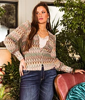 Gimmicks Metallic Zigzag Jacquard Blouse