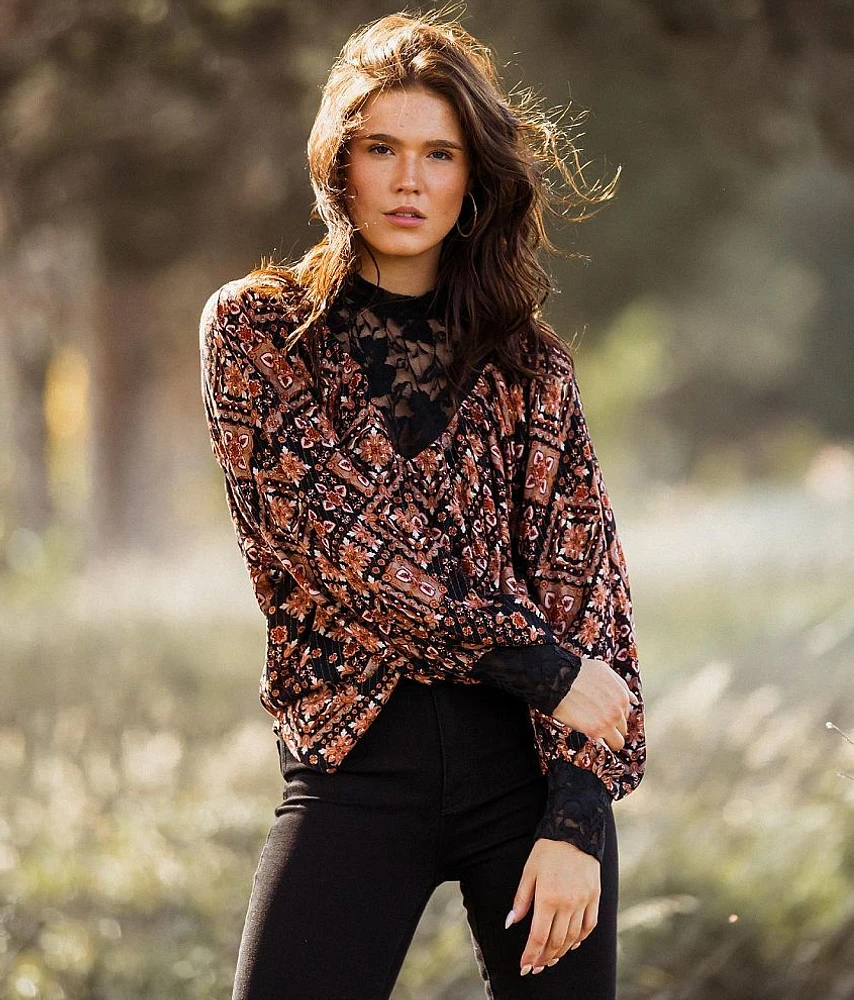 Printed Lace Top