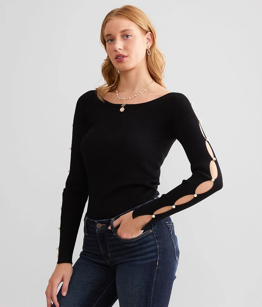 Cut-Out Faux Pearl Top