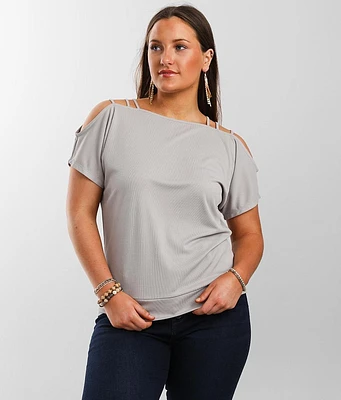 Buckle Black Strappy Cold Shoulder Top
