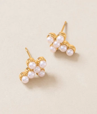 Sahira Jewelry Design Mini Faux Pearl Cross Earring