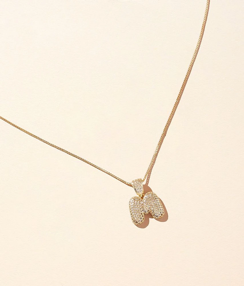 M Pave Initial Necklace