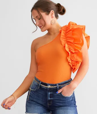 Willow & Root One Shoulder Ruffle Bodysuit