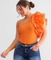 Willow & Root One Shoulder Ruffle Bodysuit