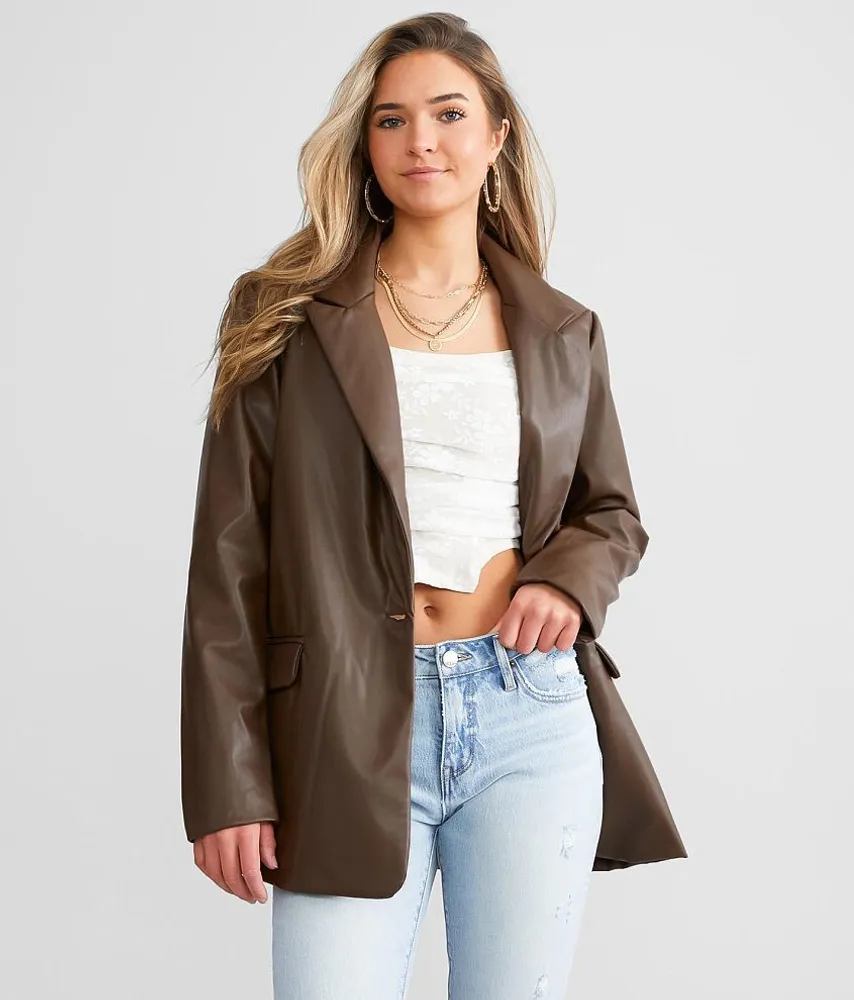 Faux Leather Blazer
