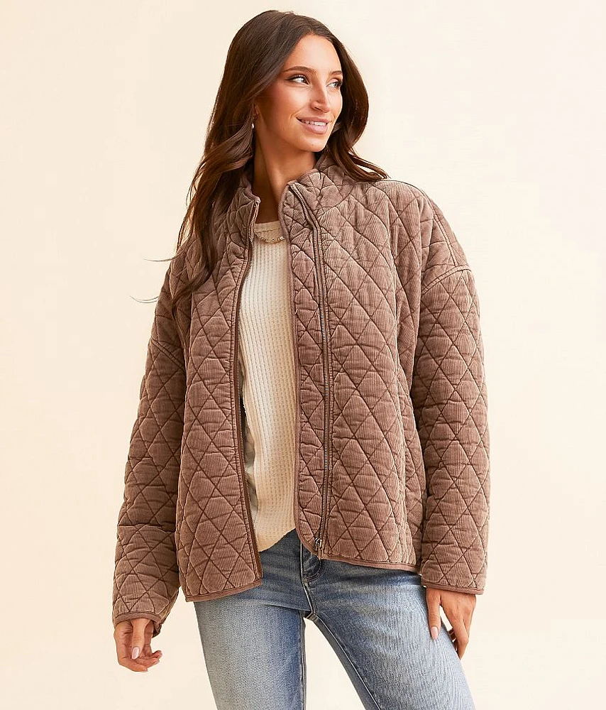 Diamond Quilted Corduroy Shacket