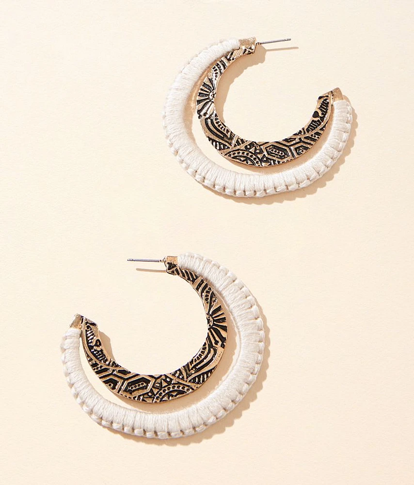 Thread Wrapped Hoop Earring