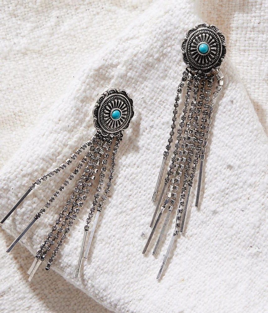 Western Rhinestone Fringe Earring