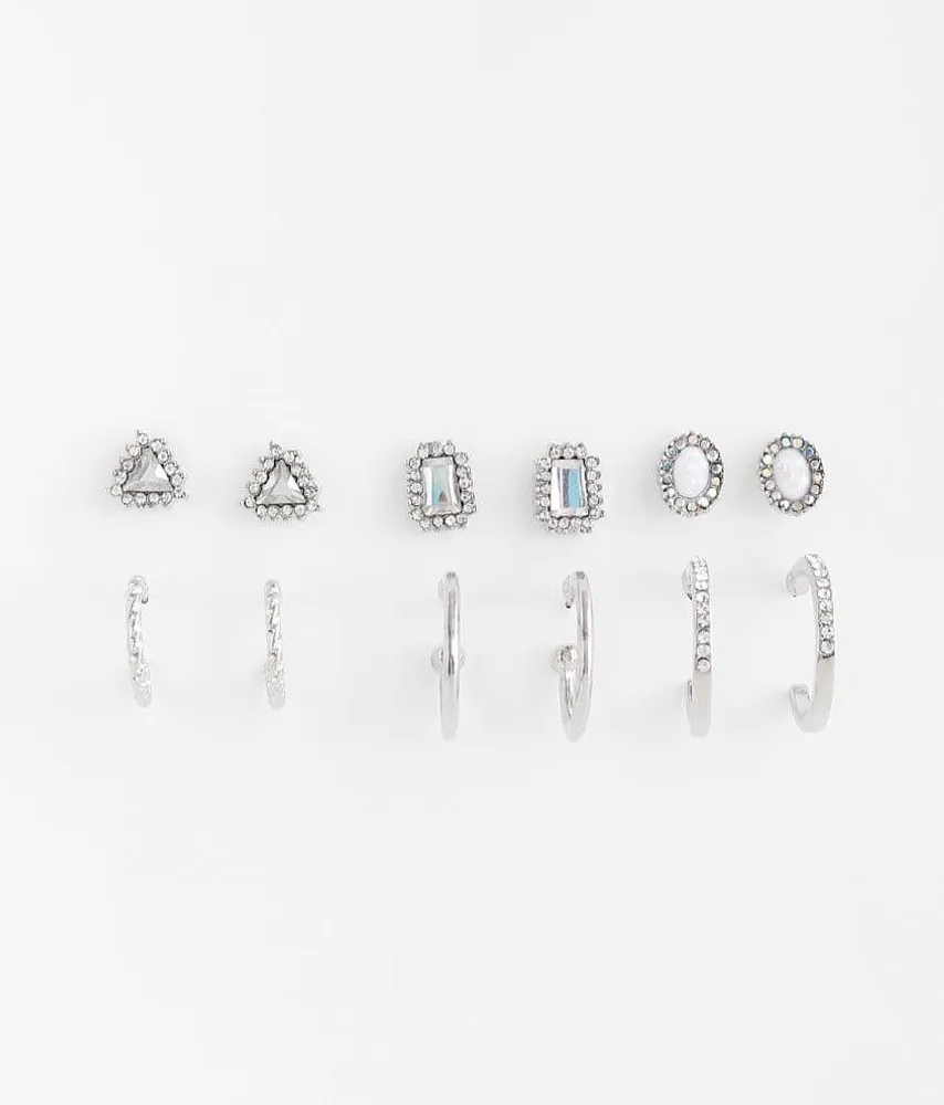 6 Pack Dainty Rhinestone Earring Set
