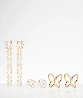 boutique by BKE 3 Pack Butterfly Earring Set