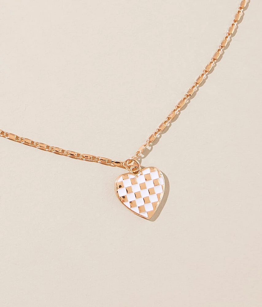 boutique by BKE Checkered Heart Necklace