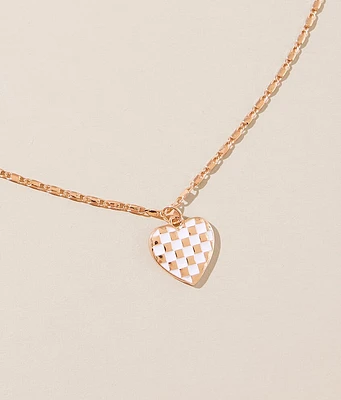boutique by BKE Checkered Heart Necklace
