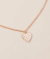 boutique by BKE Checkered Heart Necklace