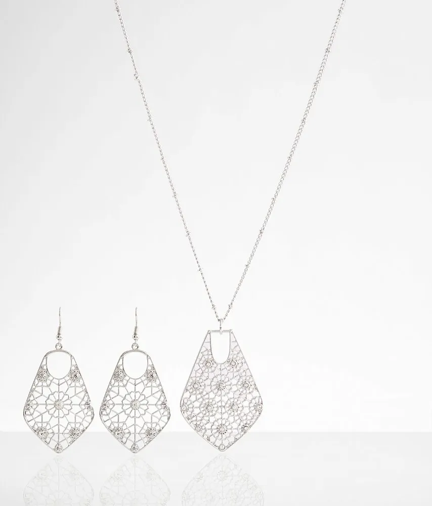 boutique by BKE Rhinestone Earring & Necklace Set