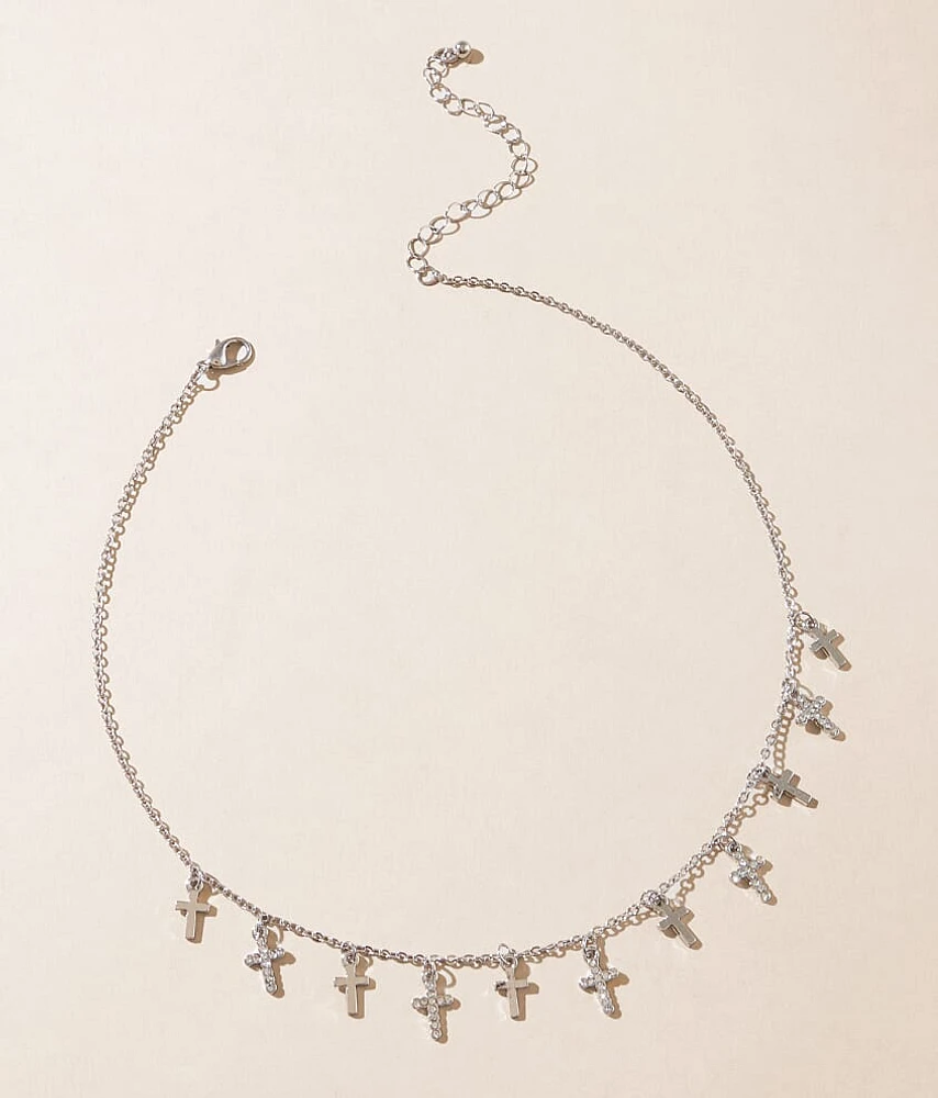boutique by BKE Glitz Multi Cross Necklace