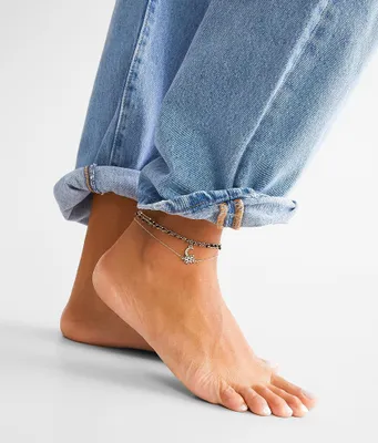 boutique by BKE 3 Pack Celestial Ankle Bracelet Set