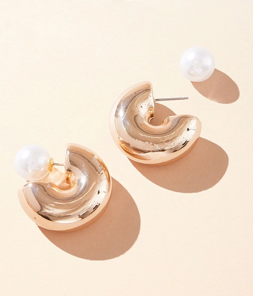 Faux Pearl Hoop Earring
