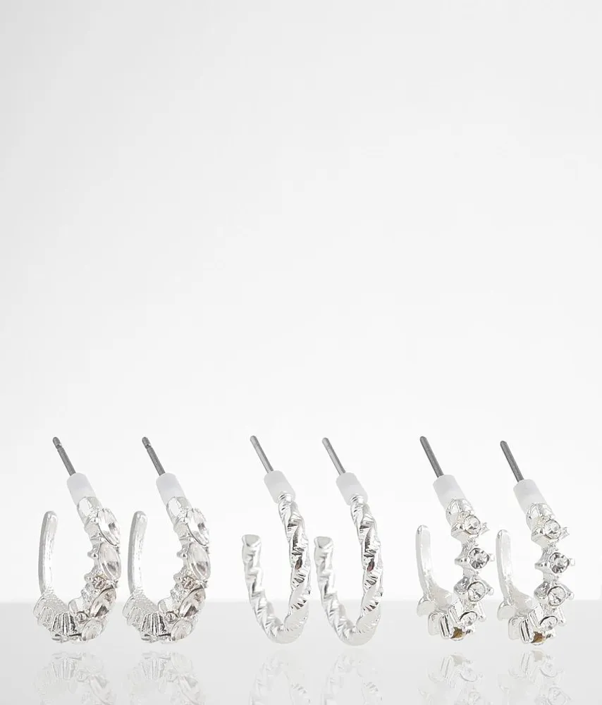 boutique by BKE 3 Pack Glitz Hoop Earring Set