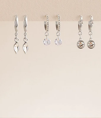 boutique by BKE 3 Pack Rhinestone Hoop Earring Set