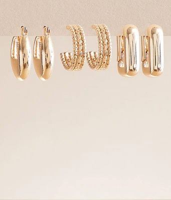 boutique by BKE 3 Pack Contemporary Hoop Earring Set