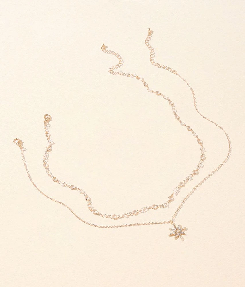 2 Pack Starburst Necklace Set