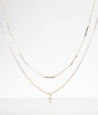 boutique by BKE 2 Pack Cross Necklace Set