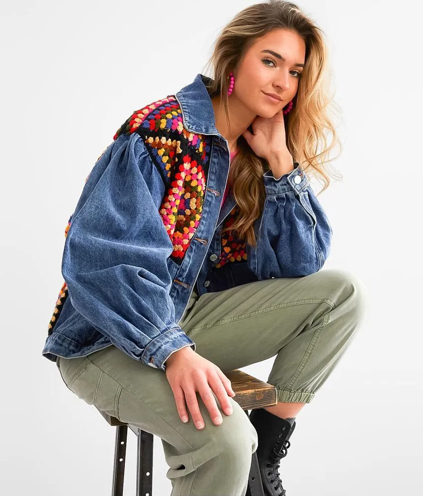 Oversized Crochet Square Denim Jacket