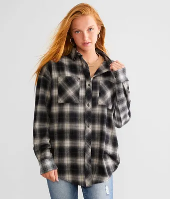 BKE Mixed Plaid Boyfriend Flannel Shirt