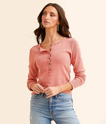 BKE Pointelle Washed Henley