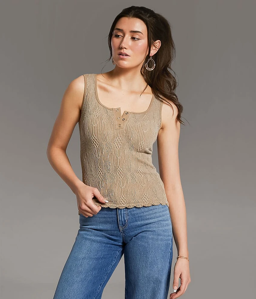 Textured Henley Tank Top