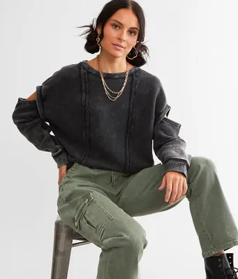 Gilded Intent Washed Cold Shoulder Pullover