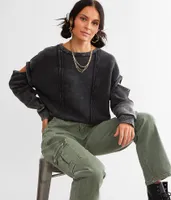 Gilded Intent Washed Cold Shoulder Pullover