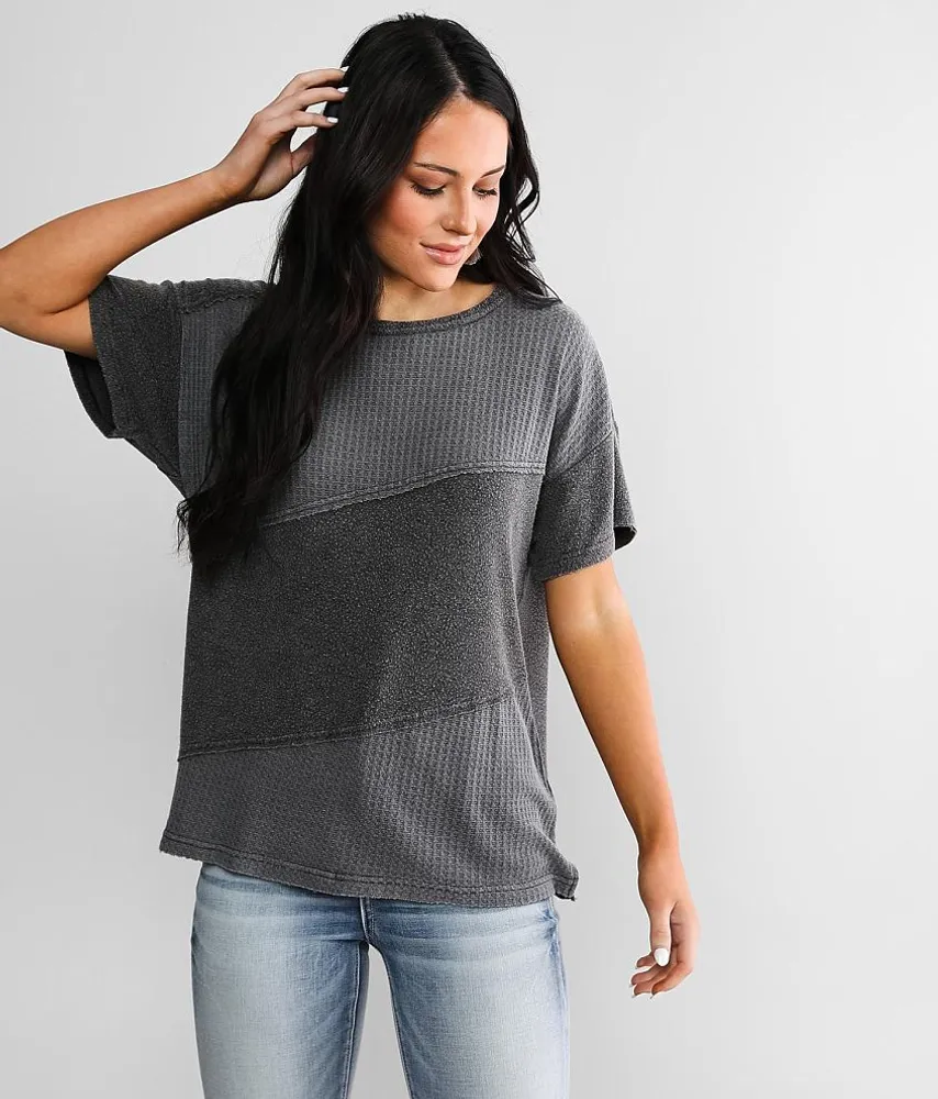 Washed Waffle Knit Top