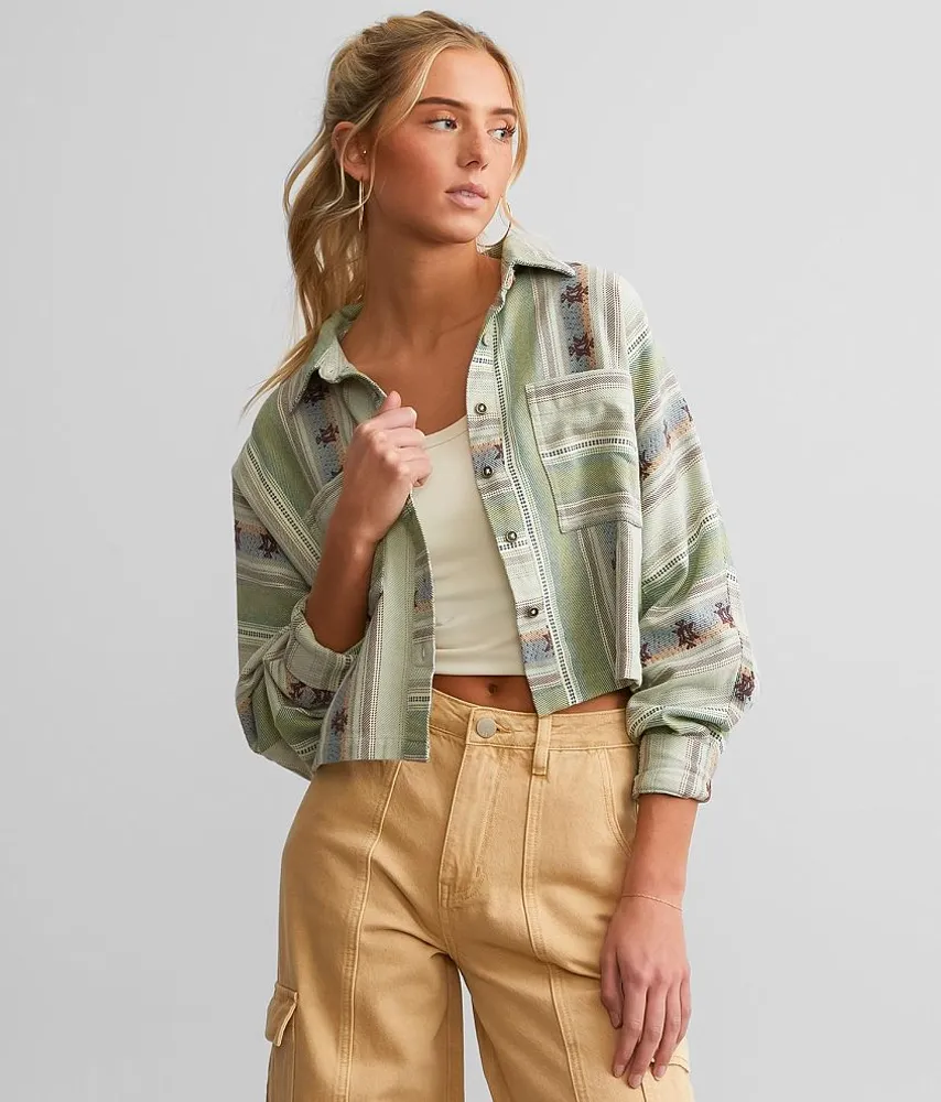 Embroidered Southwestern Cropped Shirt