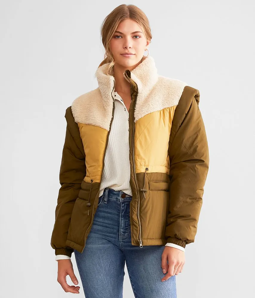 Steve Madden Hana Pieced Sherpa Convertible Coat
