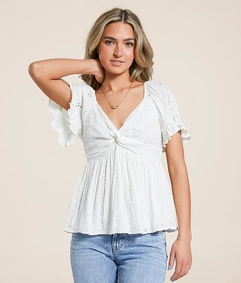 Angie Twisted Eyelet Top