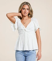 Angie Twisted Eyelet Top