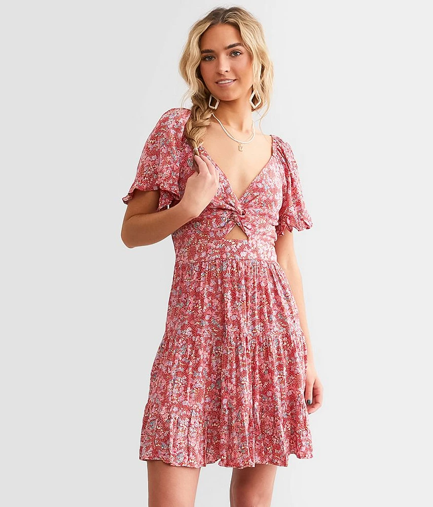 Floral Twisted Mini Dress