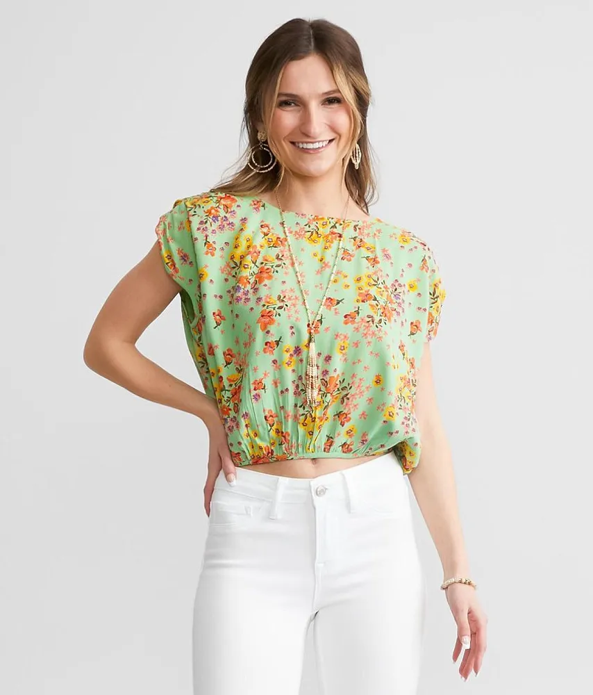 Floral Bubble Cropped Top