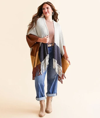 Angie Color Block Fringe Cardigan Sweater - One size