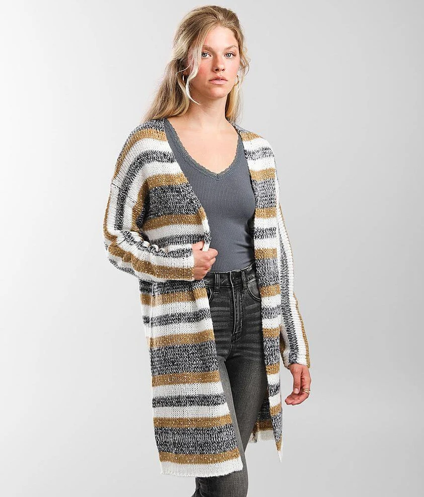 Shredded Back Cardigan Sweater